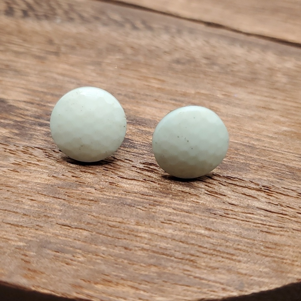 Green tint golf ball earrings E637 vintage